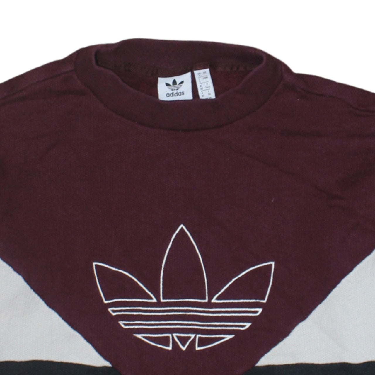 Adidas Women Burgundy Black Colourblock Logo Sweatshirt Size 4