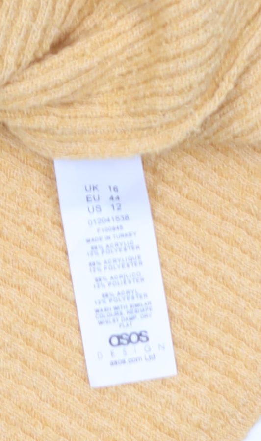 ASOS Design Women's Yellow Knit Tank Top Size 16 Sleeveless