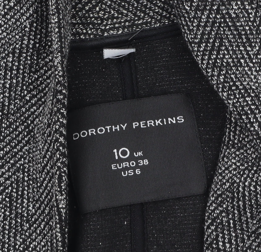 Dorothy Perkins Women Grey Herringbone Open Blazer Jacket Size 10
