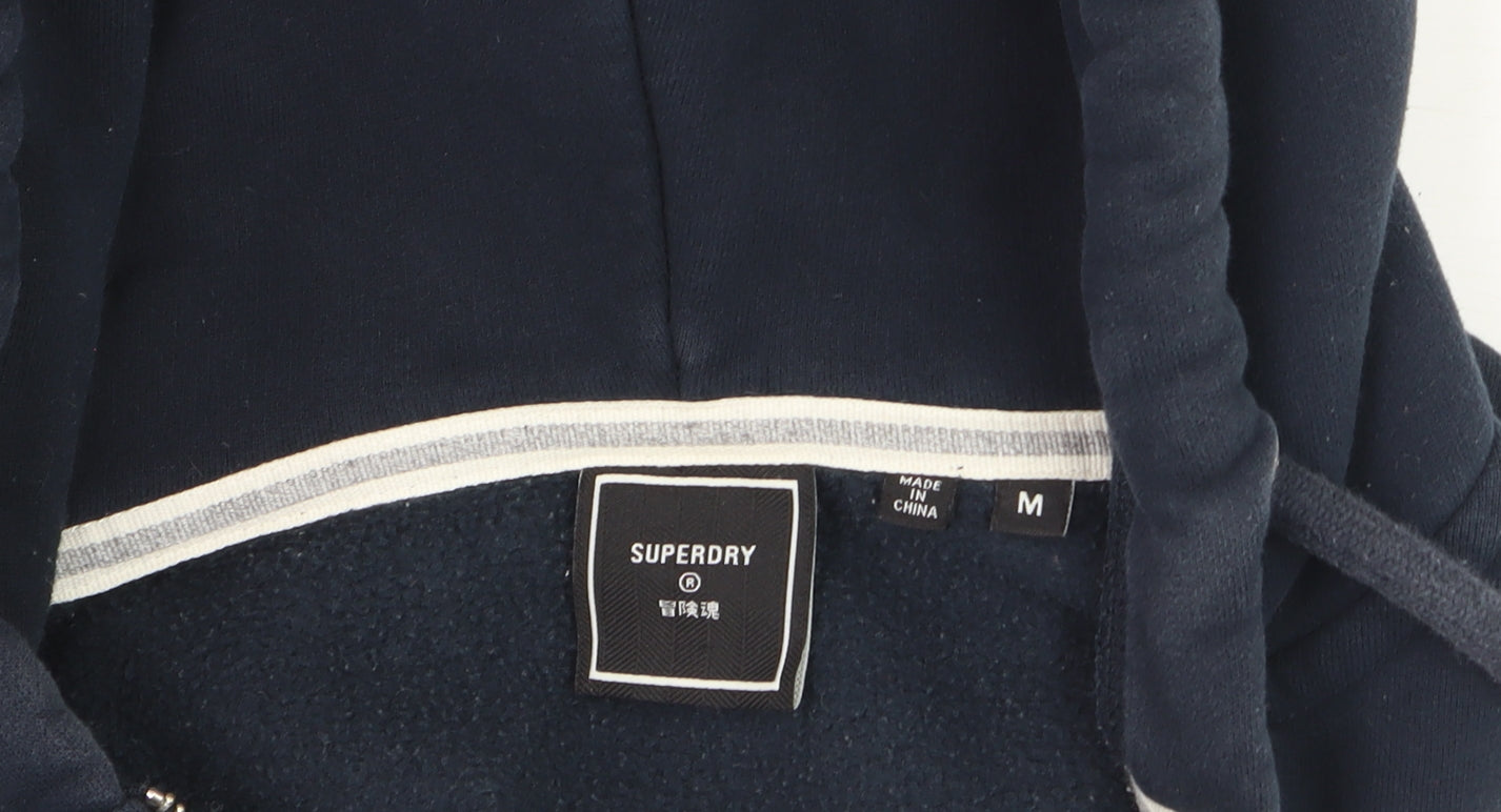 Superdry Men's Blue Full Zip Hoodie M Heavyweight Fleece