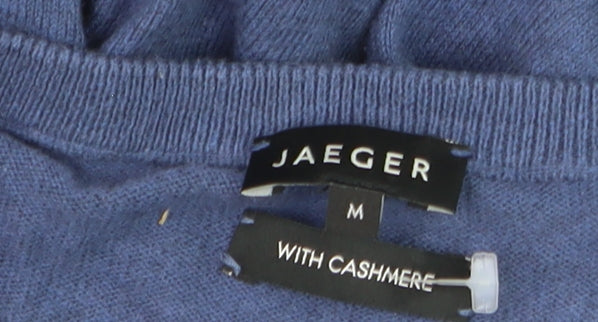 Jaeger Men's Blue Cotton Cashmere Crew Neck Jumper Size M