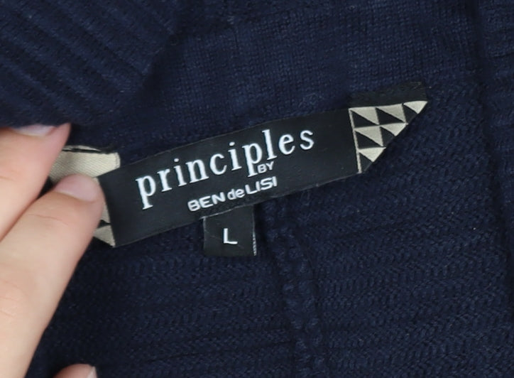 Principles by Ben de Lisi Women Navy Long Sleeve Open Cardigan L