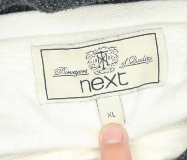 Next Men's Grey Cotton Collared Shawl Neck Pullover Jumper XL