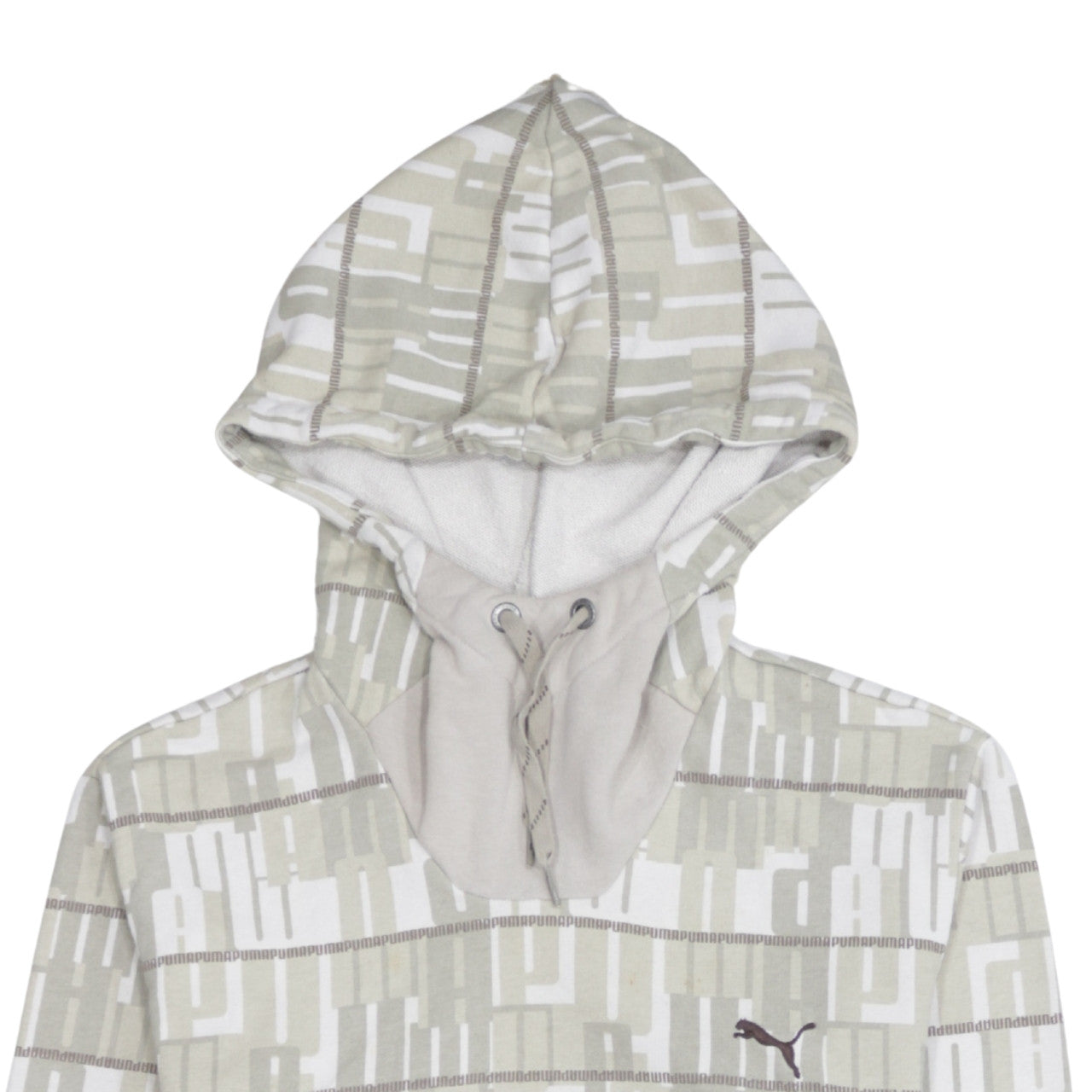 Puma Men Beige Graphic Pullover Hoodie Size S Casual Sportswear