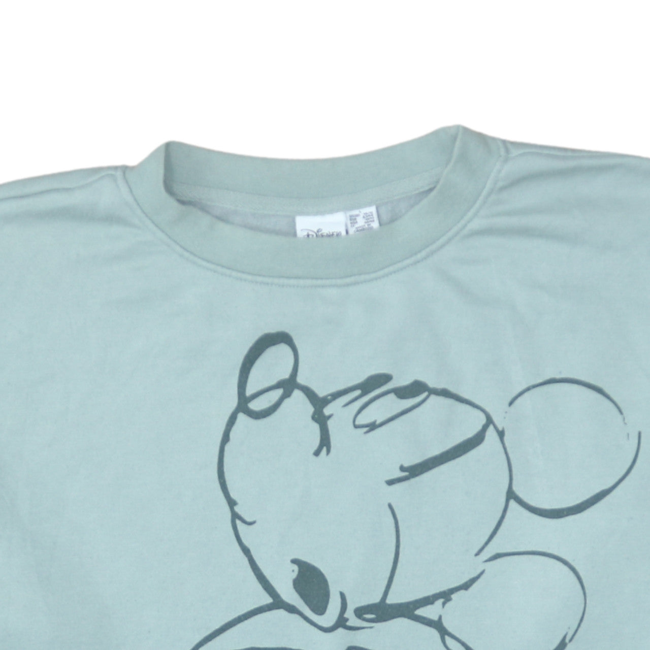 Disney Women Mint Green Mickey Mouse Crew Neck Sweatshirt L 14/16