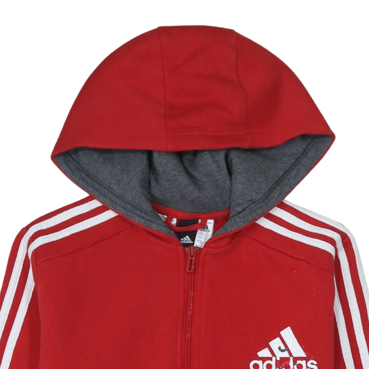 Adidas Boys Red Full Zip Hoodie 13-14 Years Classic Sportswear