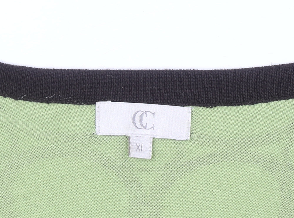CC Women’s Green Geometric Wrap Knit Blouse XL