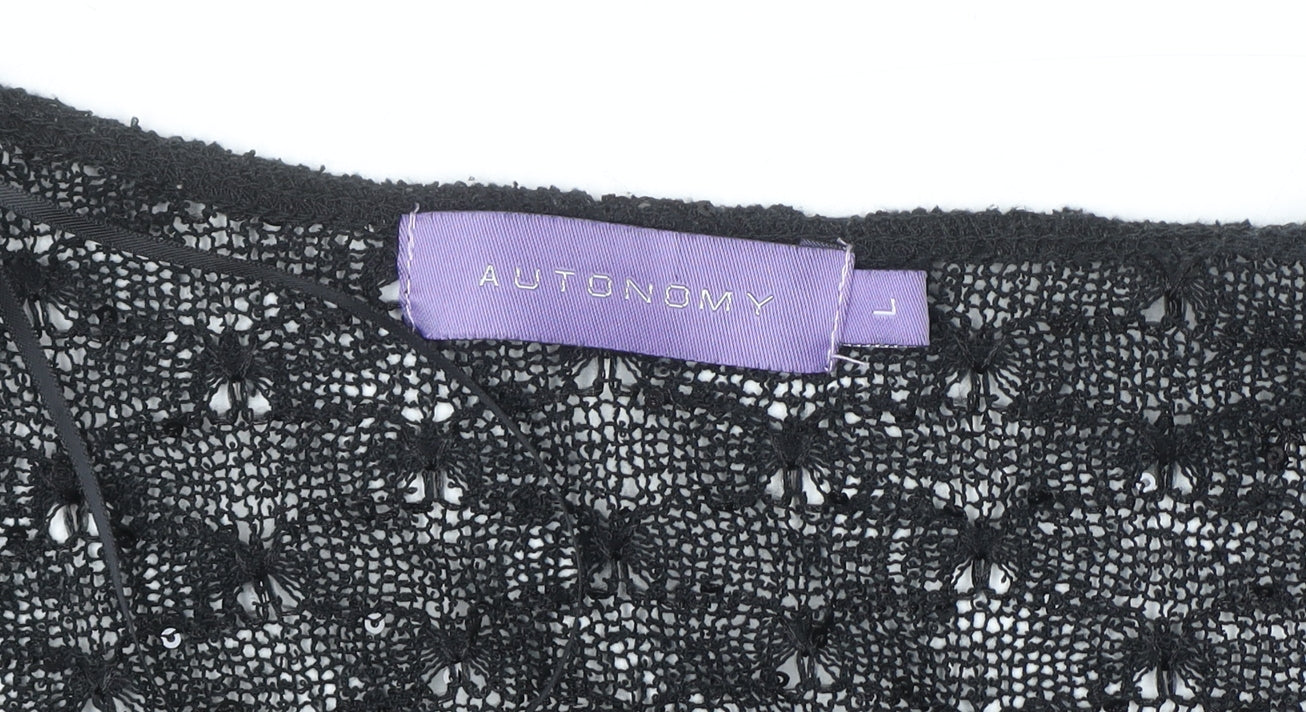 Autonomy Women's Black Sequin Wrap Cardigan L