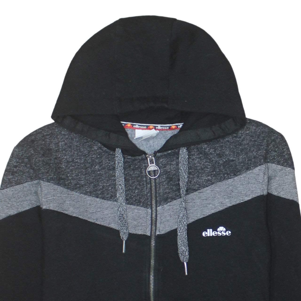 Ellesse Womens Black Full Zip Hoodie Medium Cotton Blend Sportswear