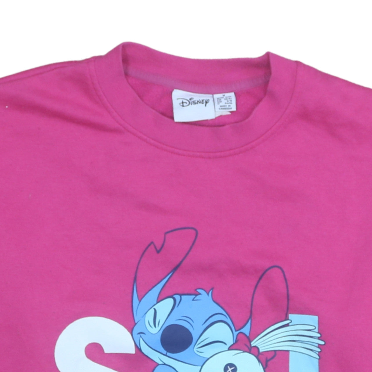 Disney Womens Pink Stitch Pullover Sweatshirt Size M 12/14