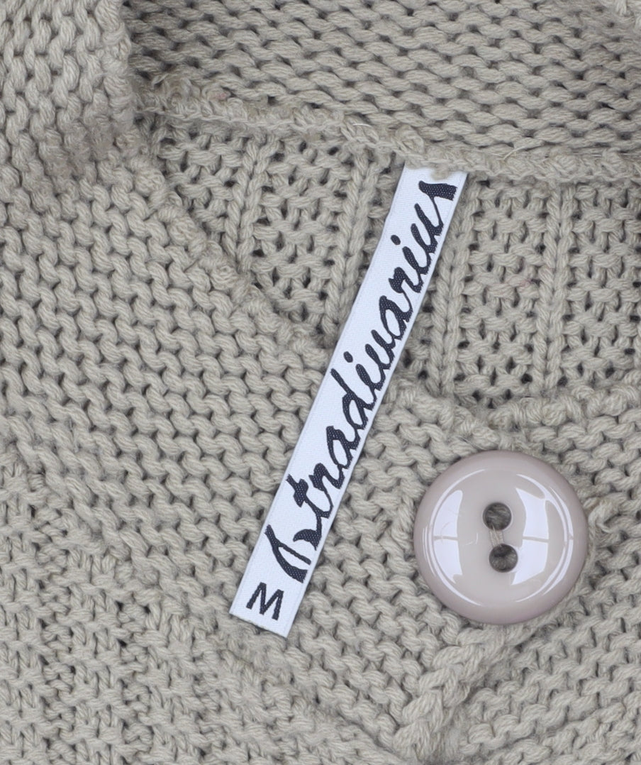 Stradivarius Women’s Beige Knit Short Sleeve Cardigan M