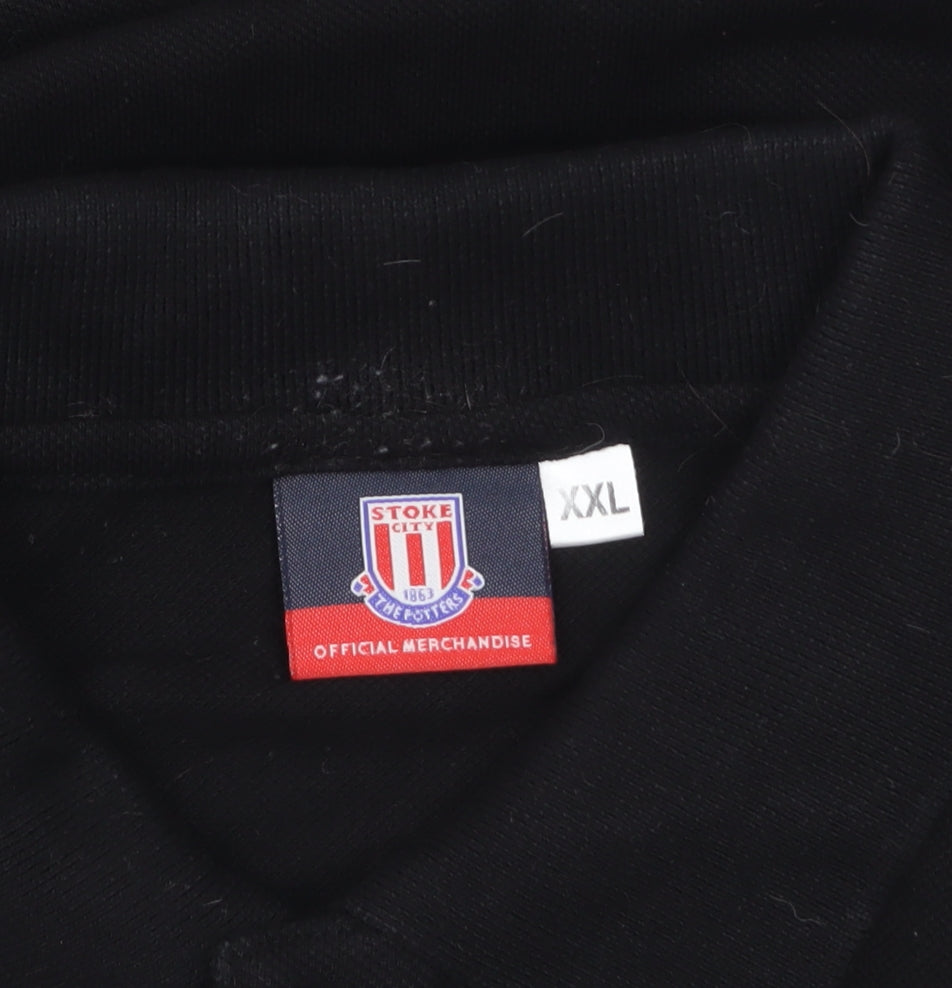 Stoke City Mens Black 2XL Cotton Polo Shirt Football Top