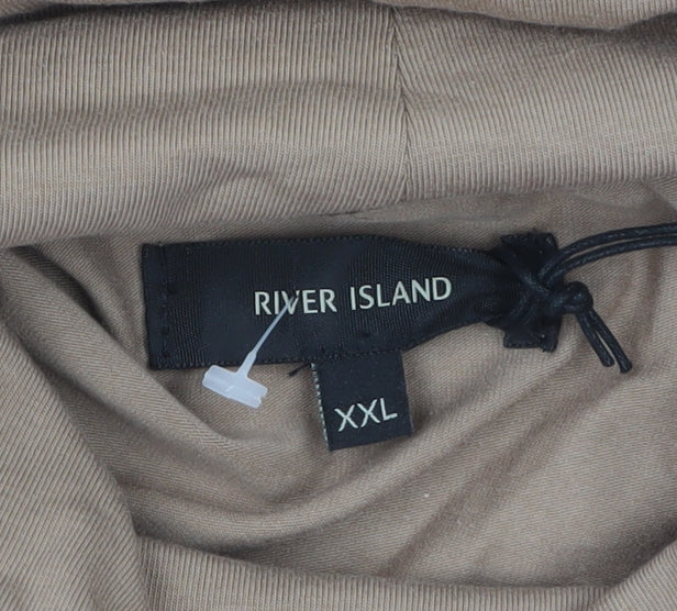 River Island Men’s Brown Roll Neck Long Sleeve Top Size 2XL