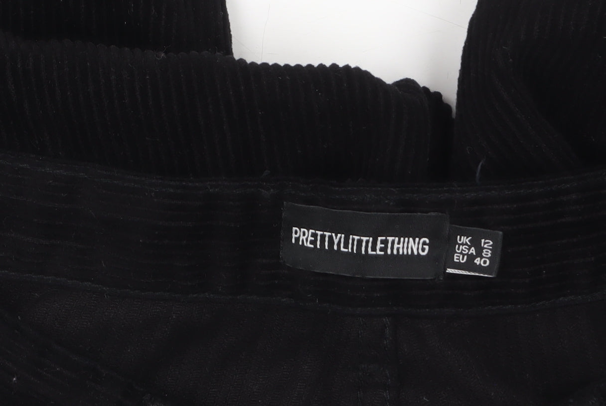 PrettyLittleThing Women's Black Corduroy Chino Trousers Size 12