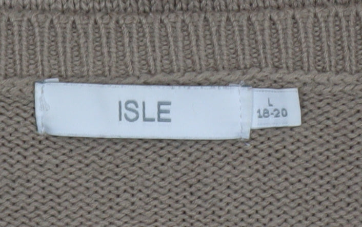 Isle Women's Beige Cable-Knit Acrylic Jumper Size 18-20 L