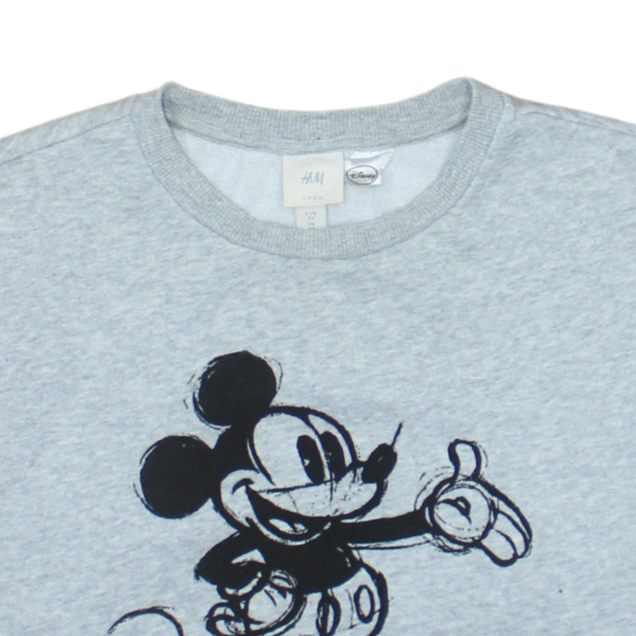 H&M L.O.G.G. Womens Grey Mickey Mouse Sweatshirt XS Cotton Blend
