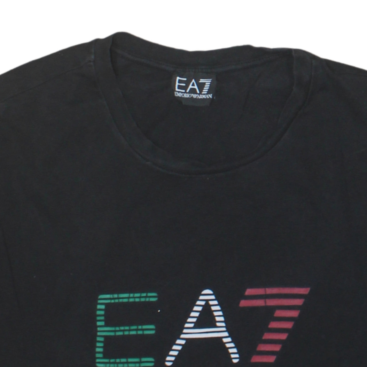 Emporio Armani EA7 Men's Black Crew Neck Cotton T-Shirt L