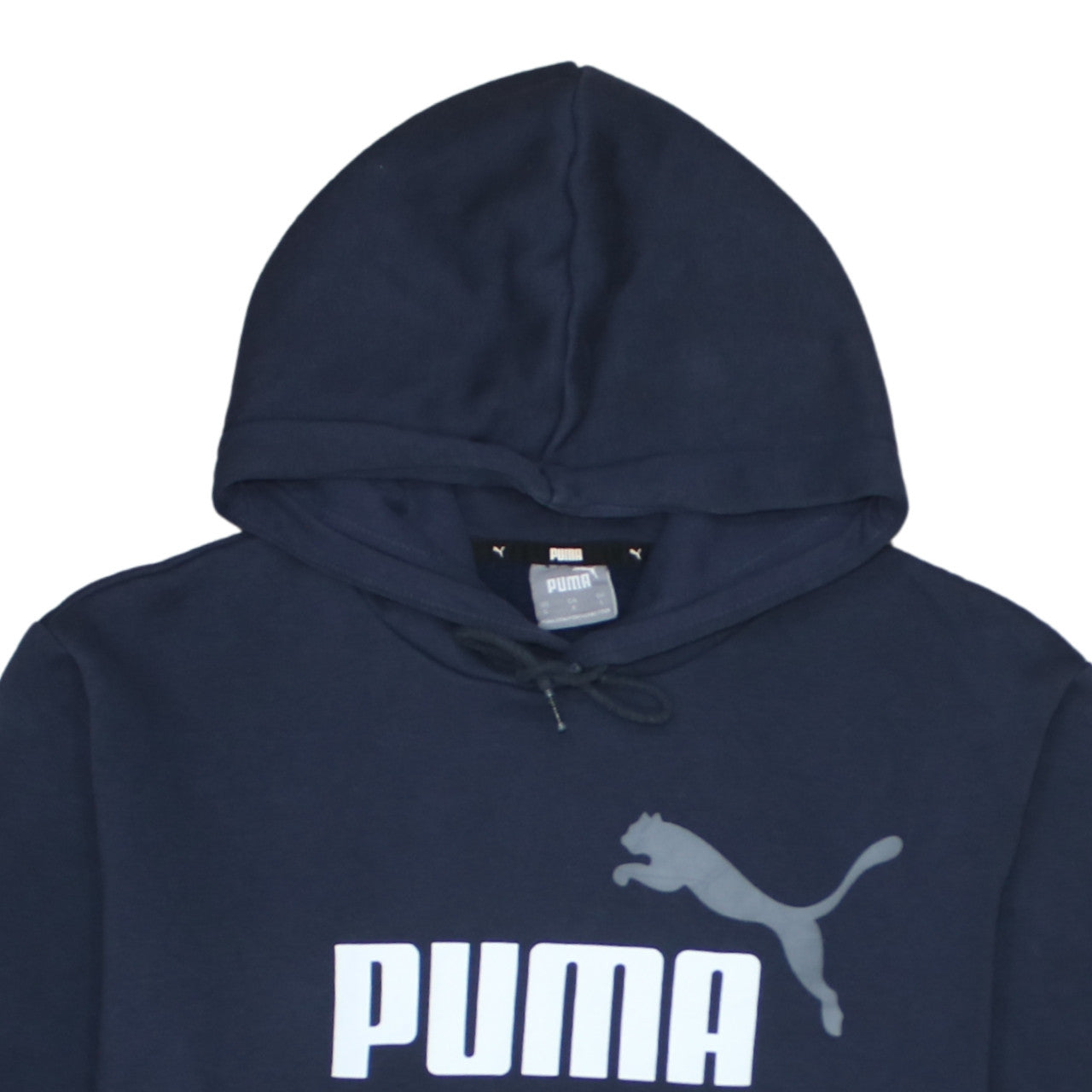 Puma Men's Blue Pullover Hoodie L Logo Print Sportswear