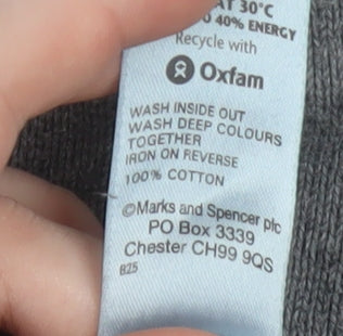 Marks and Spencer Blue Harbour Men's Grey Cotton V-Neck Jumper Size S
