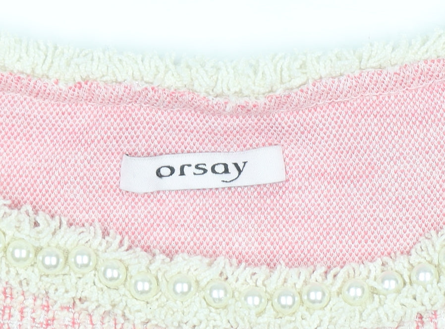 Orsay Women's Pink Beaded Tweed Shift Dress Size S