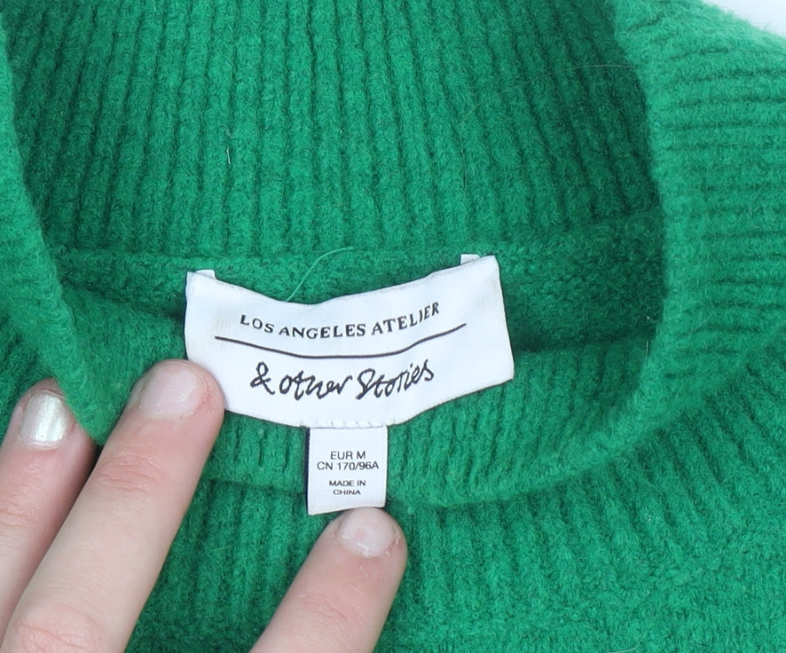 & Other Stories Women Green M Mock Neck Wool Blend Jumper