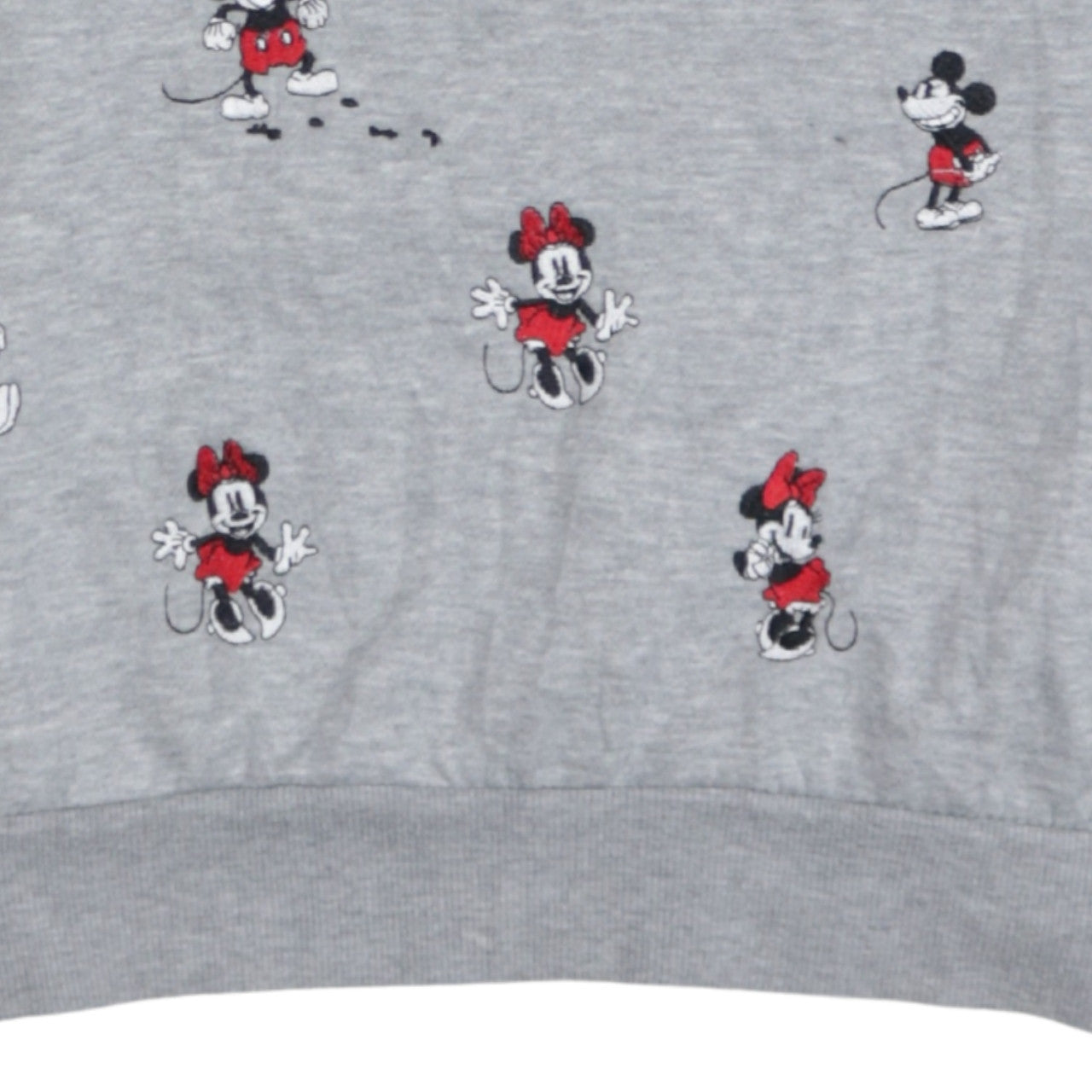 Disney Women's Grey Mickey & Minnie Embroidered Sweatshirt Size 10-12