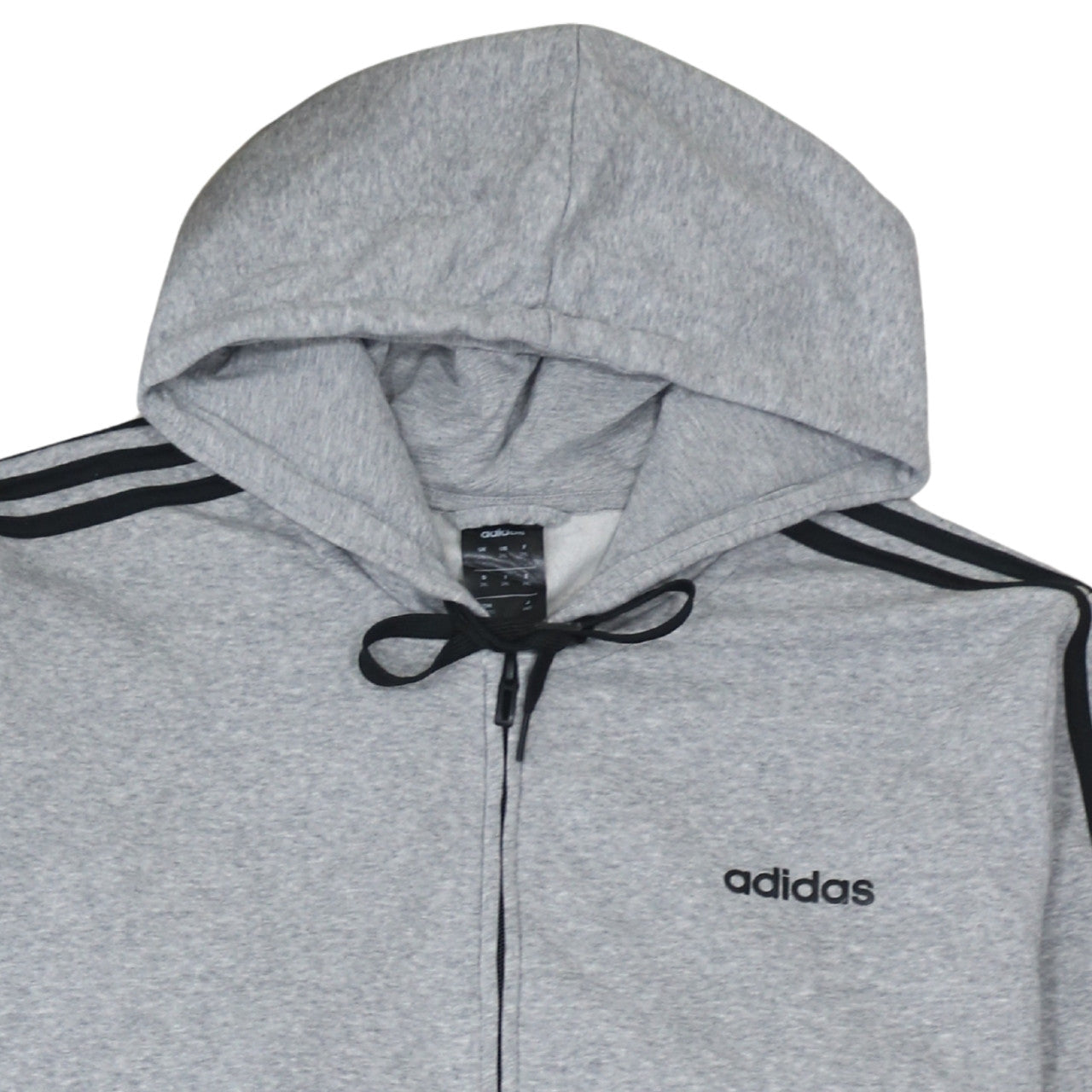Adidas Men’s Grey Full Zip Hoodie 2XL Sports Fleece Hooded Top