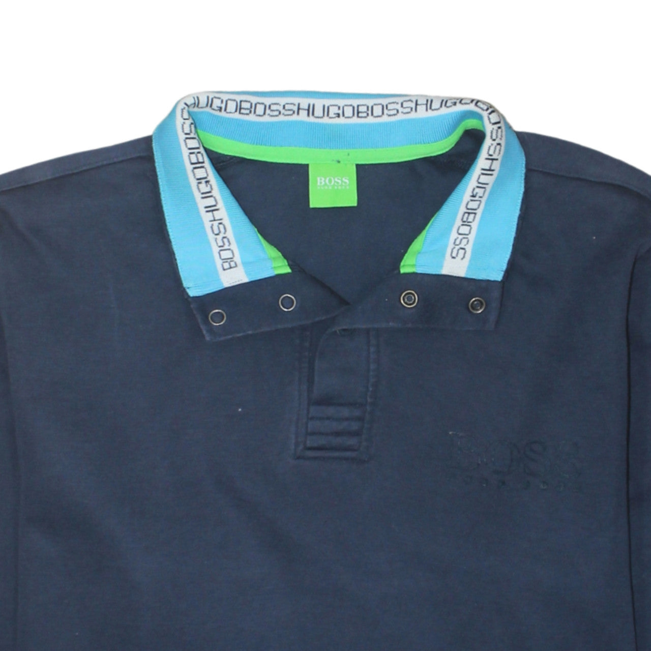 Hugo Boss Men's Blue Long Sleeve Polo Shirt XL Cotton Logo Collar