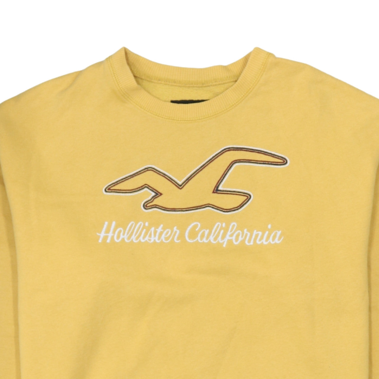 Hollister Women Yellow Crew Neck Pullover Sweatshirt M