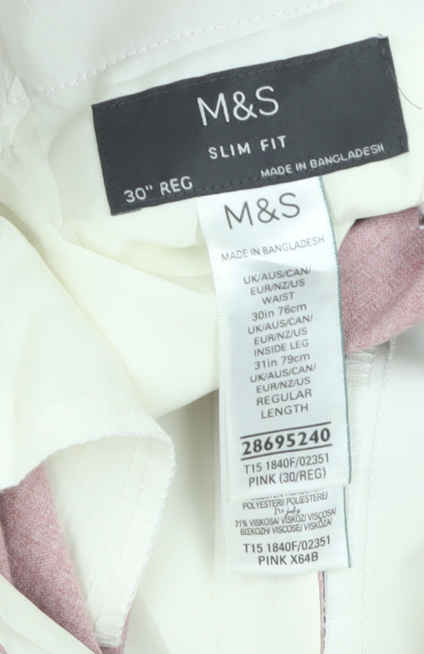 Marks and Spencer Men's Pink Slim Fit Chino Trousers 30x31