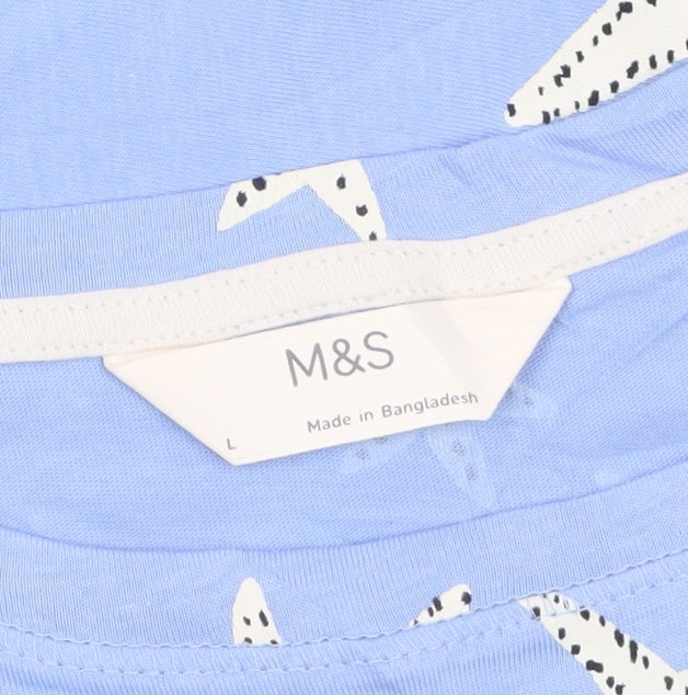 Marks and Spencer Women's Blue Starfish Cotton Nightshirt L