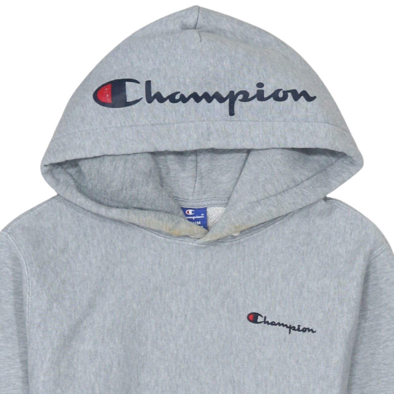 Champion Men's Grey Medium Pullover Hoodie Embroidered Logo