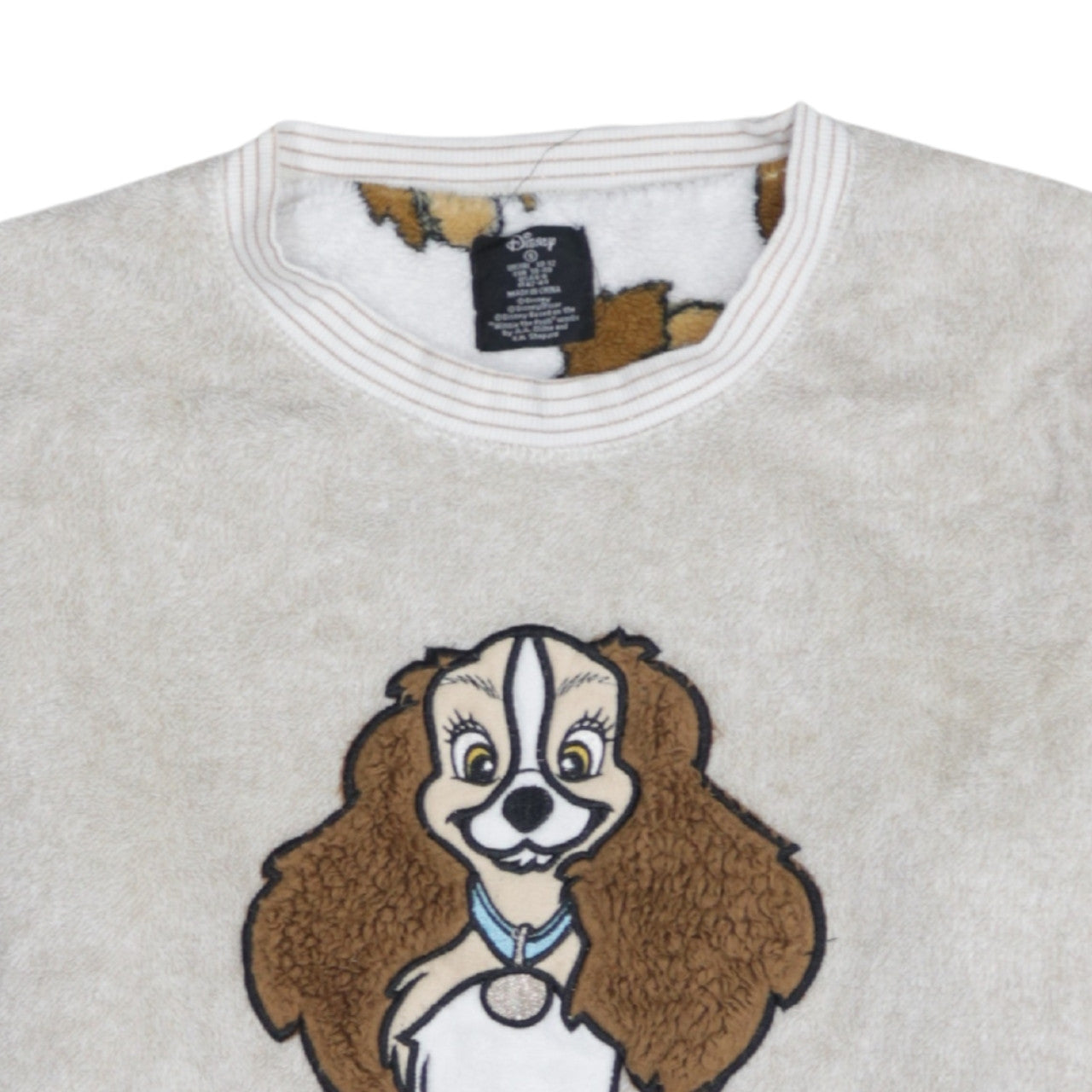 Disney Women's Beige Fleece Pyjama Top Size 10-12 Lady Bed Hair