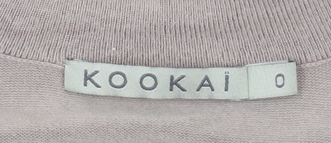 Kookai Women Beige Wrap Knit Mini Dress Size 6 Long Sleeve