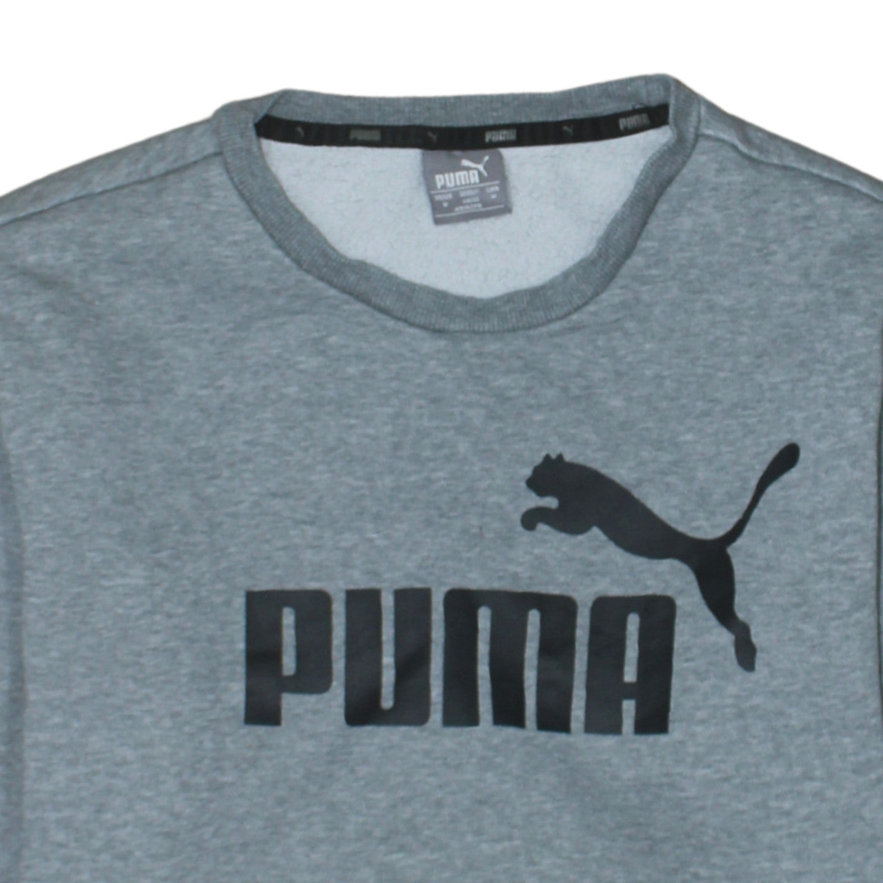 Puma Men's Grey Crew Neck Logo Pullover Sweatshirt Size M