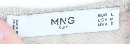 MNG Women’s Beige V-Neck Lace Trim Long Sleeve Knit Jumper Size 12
