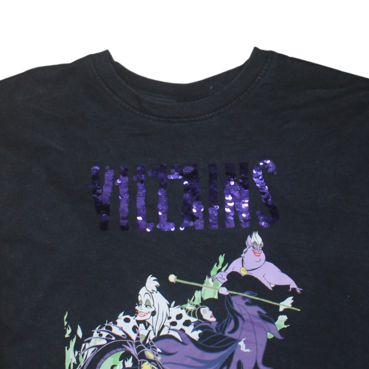Disney TU Women Black Size 20 Pullover Sweatshirt Villains Sequin Design