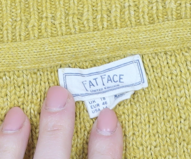 Fat Face Women’s Yellow Crew Neck Relaxed Knit Jumper Size 18