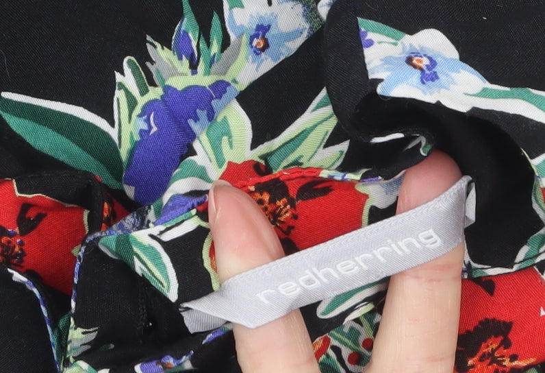 Red Herring Women's Black Floral Bird Shift Dress Size 8