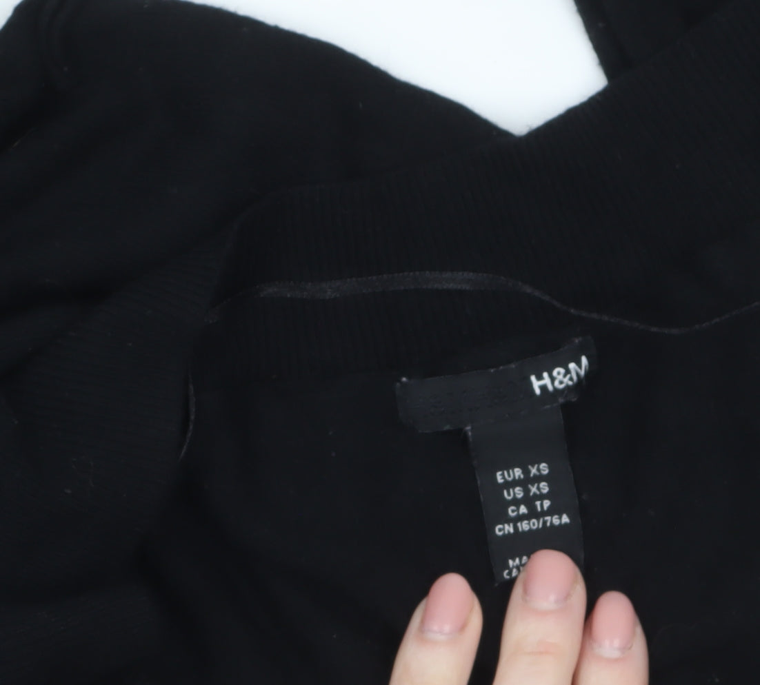 H&M Women’s Black Bodycon Knit Dress Size XS Long Sleeve