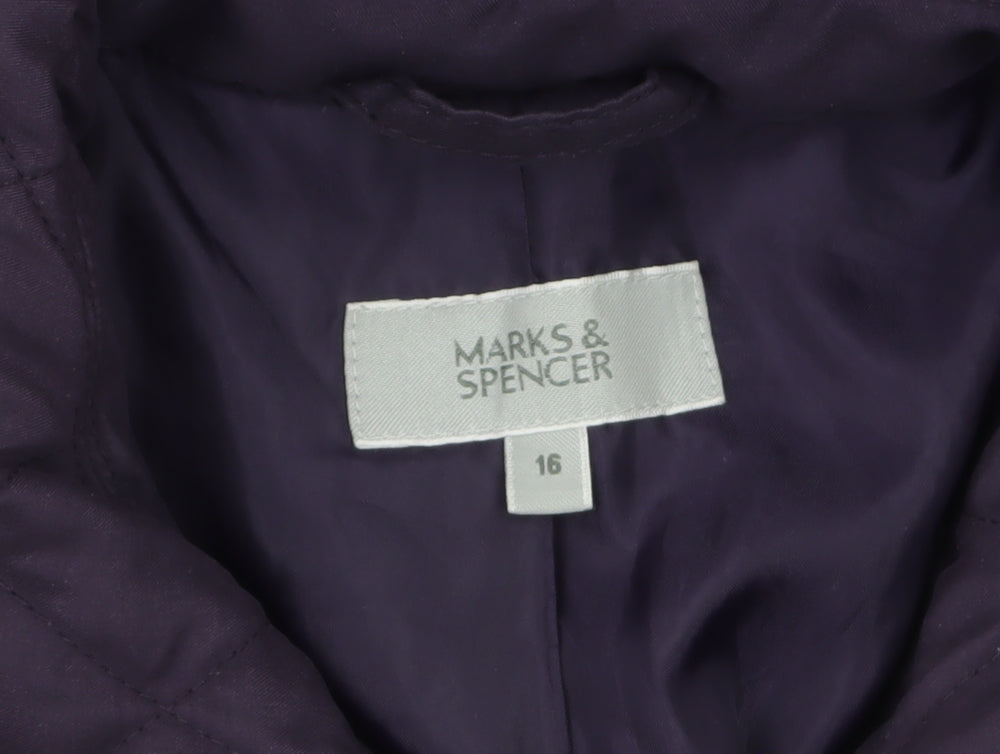 Marks and Spencer Women's Purple Quilted Mid-Length Jacket Size 16