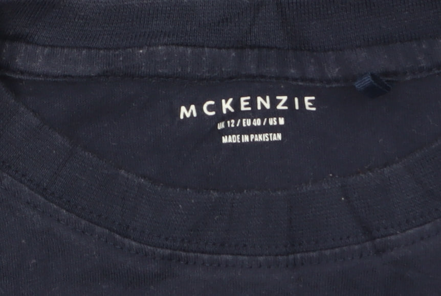 McKenzie Women's Blue Basic Crew Neck Cotton T-Shirt Size 12