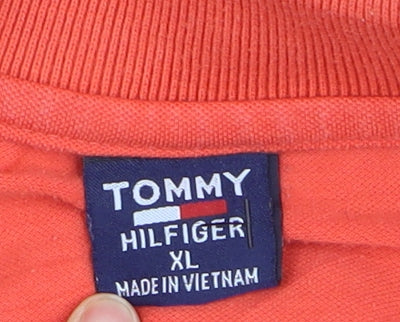 Tommy Hilfiger Men's Orange Cotton Classic XL Polo Shirt