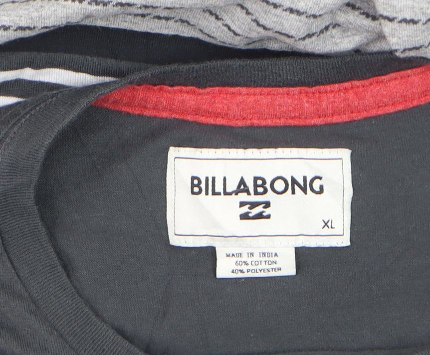 Billabong Men’s Grey Striped Short Sleeve Crew Neck T-Shirt XL