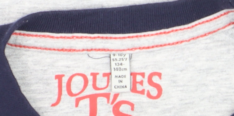 Joules Boys Grey Long Sleeve Dinosaur Tricep-A-Tops Cotton T-Shirt 9-10 Years