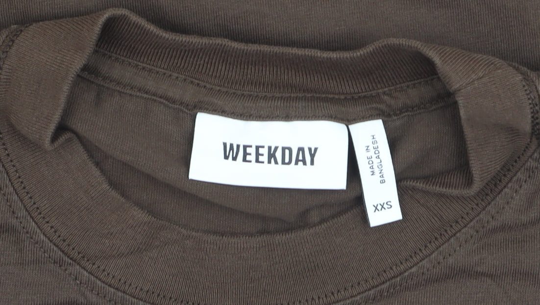 Weekday Men's Brown XS Graphic Print Crew Neck T-Shirt