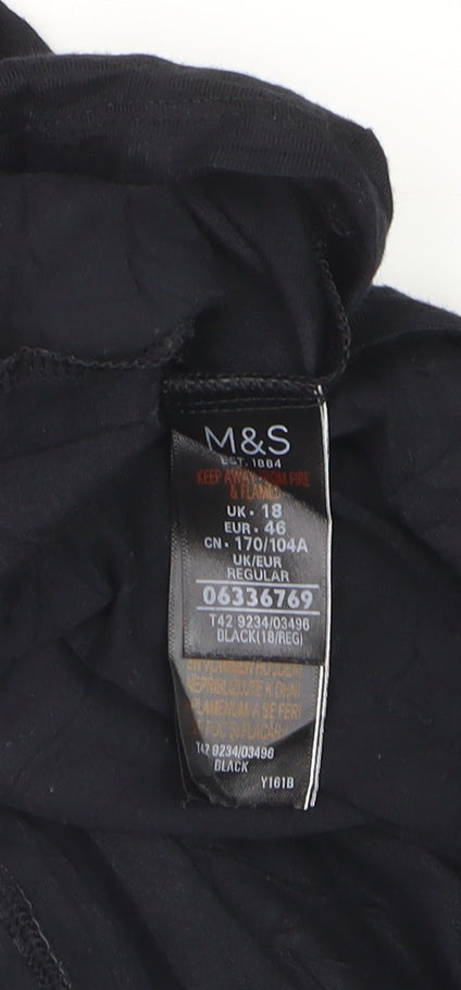 Marks and Spencer Women Black Size 18 High Neck Long Sleeve Tunic Jumper