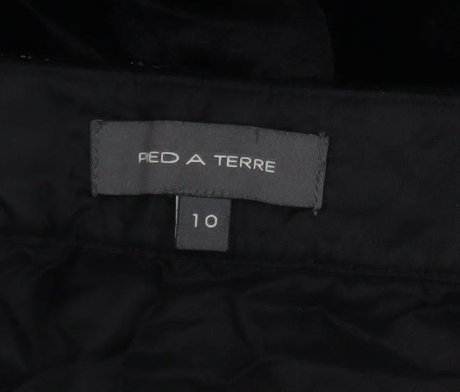 Pied A Terre Womens Black Velvet Beaded Bodycon Dress Size 10
