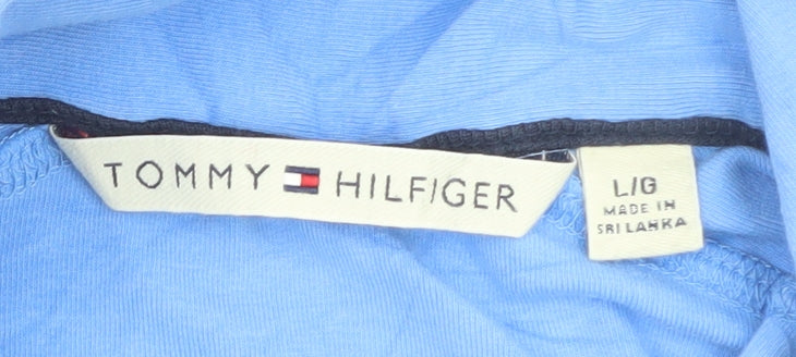 Tommy Hilfiger Women's Blue Cotton Long Sleeve Polo Shirt L