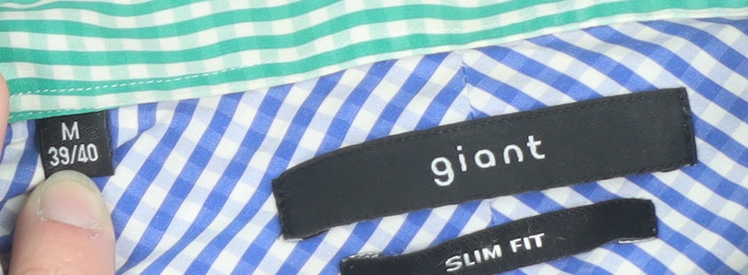 Giant Men's Blue Striped Slim Fit Long Sleeve Cotton Shirt M 39/40